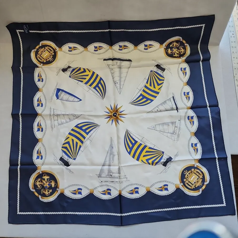 32in Square Naval Academy USNA Silk Scarf Rah-Rah Collection Nautical Sailing